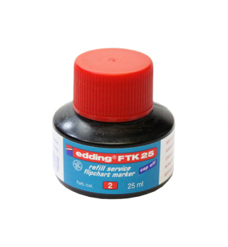 Чорнило для заправки маркерів для фліпчартів Edding 380 червоного кольору, код Edding FTK25 25 мл