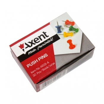 Кнопки-цвяшки кольорові 30 штук в упаковці AXENT 4203-А