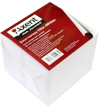 Блок белой бумаги для записей Elite White 9 х 9 х 7 см, не склеенный Axent 8008-А