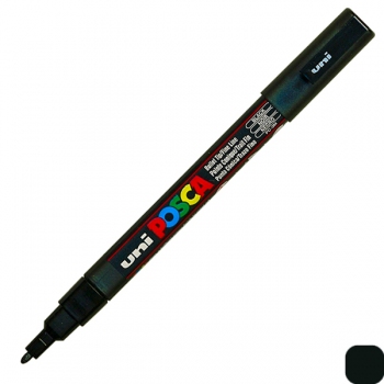 Художній маркер-фарба POSCA 0,9 -1,3 мм, конусний письмовий вузол, чорний, uni PC-3M.Black