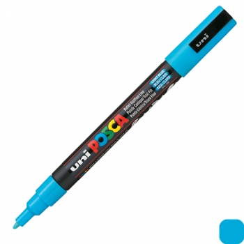 Художественный маркер-краска POSCA 0,9 -1,3 мм, конусообразный наконечник, голубой, uni PC-3M.L.Blue
