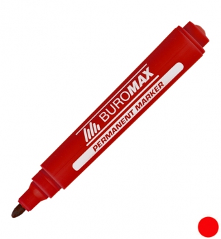 Маркер перманентний 2-4 мм, конусний письмовий вузол, червоний, Вuromax BM.8700-05