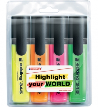 Комплект текстових маркерів Highlighter 4 кольори Edding е-345/4/SE