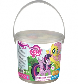 Крейда кругла, кольорова JUMBO у пластиковому кошику 15 штук KITE Little Pony LP16-074