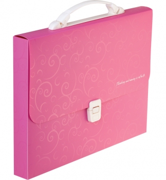 Портфель пластиковий на 1 відділення, А4 (340 х 260 х 35 мм) Buromax ВМ.3719-10 рожевий