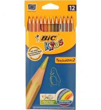 Олівці кольорові, 12 кольорів, BIC Kids TropiColors2 832566