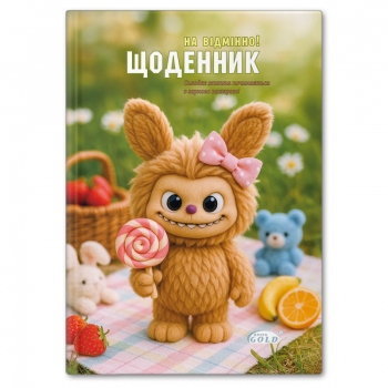 Щоденник шкільний 162 х 225 мм, тверда обкладинка Gold Brisk  /УВ-25-Т/ №72055 Лабубу Labubu
