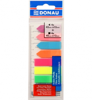 Закладки пластиковые 4 цвета х 25 л. 45 х 12 мм + 4 цвета х 25 л. 42 х 12 мм Donau 7579001PL-99