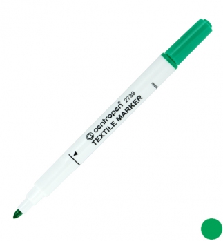 Маркер для маркировки ткани, 2 мм, конусообразный наконечник, Centropen TEXTILE 2739/04 зеленый