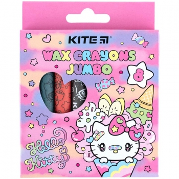 Крейда воскова Jumbo, 8 кольорів в упаковці Hello Kitty Kite hk24-076