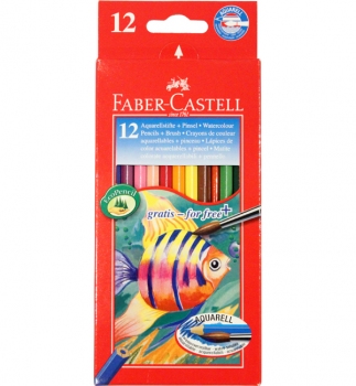 Олівці кольорові акварельні 12 кольорів картонна упаковка, Faber-Castell 114413