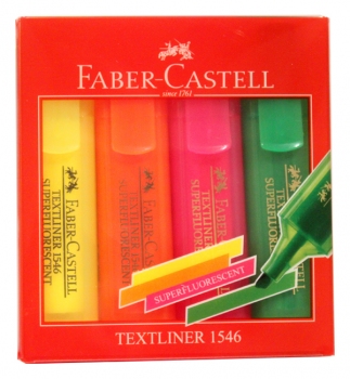 Комплект текстових маркерів 4 кольори Textliner Highlighter Superfluor refillable, Faber-Castell 154604