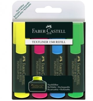 Комплект текстових маркерів 4 кольори Textliner Highlighter refillable, Faber-Castell 154804