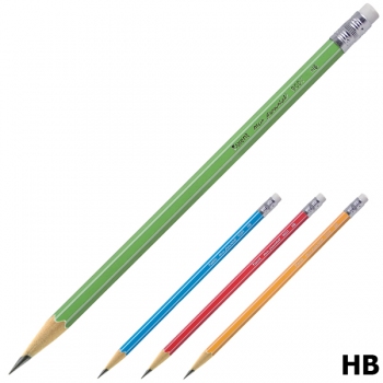 Олівець графітний твердом`який HB, шестигранний корпус з ластиком, Axent 9001-А