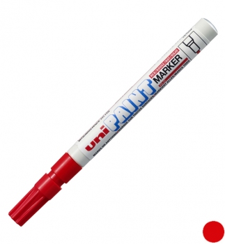 Маркер перманентний технічний 0,8 - 1,2 мм, конусний письмовий вузол, червоний,  uni Paint marker PX-21