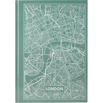 Записная книга А4, 96 листов в клетку в твердой обложке, Maps London AXENT 8422-516-a