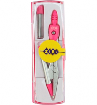 Циркуль з механічним олівцем + комплект грифелів 0,7 мм ZiBi ZB.5340MP-10 рожевий
