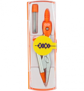 Циркуль з механічним олівцем + комплект грифелів 0,7 мм ZiBi ZB.5340MP-11 помаранчевий
