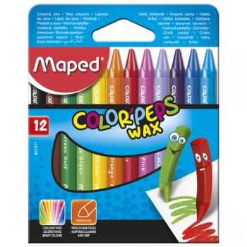 Мелки восковые COLOR PEPS Wax Crayons 12 цветов, треугольной формы MAPED MP.861011