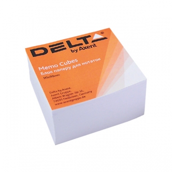 Блок бумаги для заметок 90х90х30мм, Delta by Axent D8004 склеенный белый
