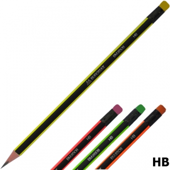 Олівець графітний NEON твердом`який HB тригранний корпус з ластиком, Buromax BM.8508
