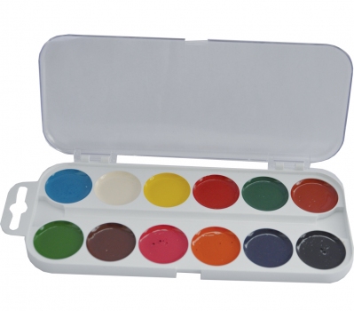 Фарби акварельні  12 кольорів в пластиковій упаковці без пензлика, білий корпус, KIDS Line ZiBi ZB.6544-08