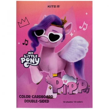 Картон кольоровий двосторонній А4 10 арк., 10 кольорів Little Pony Kite lp24-255
