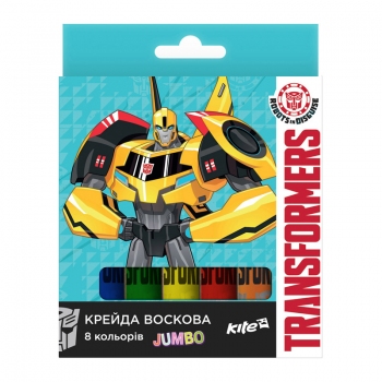 Мелки восковые Jumbo, 8 цветов в упаквке Kite Transformers TF17-076