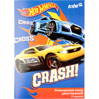 Бумага цветная двусторонняя А4 15 листов 15 цветов Kite Hot Wheels HW17-250 Бумага цветная двусторонняя А4 15 листов 15 цветов Kite Hot Wheels HW17-250