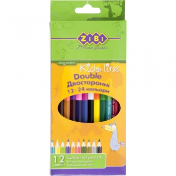 Олівці кольорові двосторонні 12 шт, 24 кольори DOUBLE ZiBi zb.2461