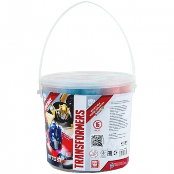 Крейда кругла, кольорова JUMBO у пластиковому кошику 15 штук Transformers Kite tf24-074