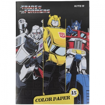 Папір кольоровий двостронній А4 15 арк. 15 кольорів Kite Transformers  tf21-250