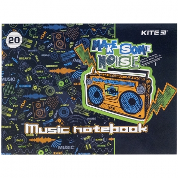 Зошит для нот А5, 20 арк. Make some noise Kite k21-405