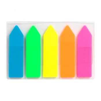 Стикер-закладка стрелка пластиковая неоновая 5 цветов  12 х 45 мм, 125 штук Delta by Axent D2450-02