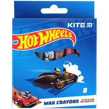 Крейда воскова Jumbo, 8 кольорів в упаковці Hot Wheels Kite hw24-076