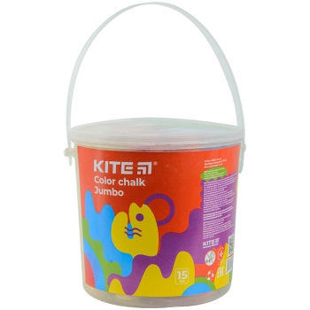 Крейда кругла, кольорова JUMBO у пластиковому кошику 15 штук Fantasy Kite k22-074-2