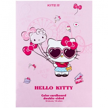 Картон кольоровий двосторонній А4 10 арк., 10 кольорів Hello Kitty Kite hk24-255