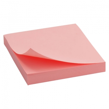 Блок паперу з клейким шаром 75x75 мм, 100 арк.  Delta by Axent D3314-03 пастельний рожевий
