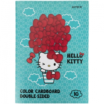 Картон цветной двусторонний А4 10 листов, 10 цветов Hello Kitty Kite  hk21-255
