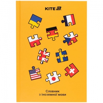 Словник для запису іноземних слів А5 в картонній обкладинці, 60 арк. Puzzle Kite k25-407-3 Словник для запису іноземних слів А5 в картонній обкладинці, 60 арк. Puzzle Kite k25-407-3