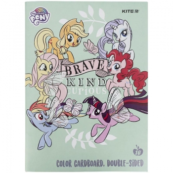 Картон цветной двусторонний А4 10 листов, 10 цветов Little Pony Kite lp21-255