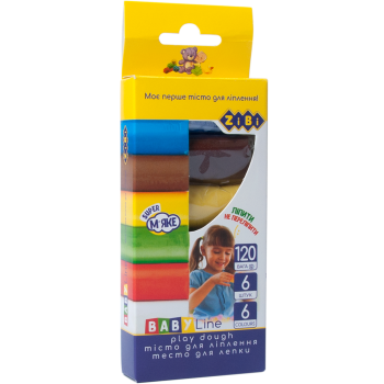 Тесто для лепки в картонной упаковкев 6 цветов в стиках по 20г BABY Line ZiBi zb.6253