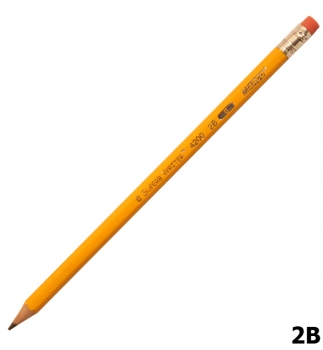 Олівець графітний м`який 2B з ластиком,  