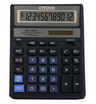 Калькулятор 12р. Citizen SDC-888XBL