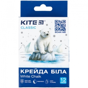 Крейда біла кругла 12 штук в упаковці Classic Kite k-079-12