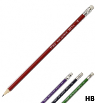 Олівець графітний твердом`який HB, тригранний корпус з ластиком, Axent 9003-А