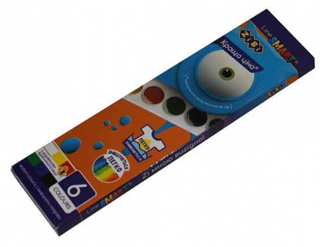 Фарби акварельні  6 кольорів, без пензлика в картонній упаковці, SMART Line ZiBi ZB.6540