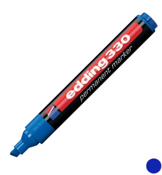 Маркер перманентний 1 - 5 мм, клиновидний письмовий вузол, синій, Edding Permanent marker e-330/03