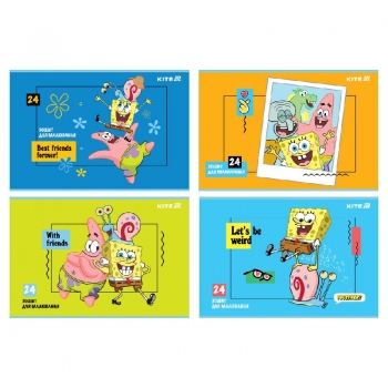 Альбом для малювання 24 аркуша А4 на скобі SpongeBob SquarePants Kite sb25-242