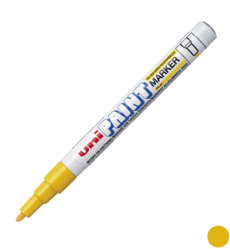 Маркер перманентний технічний 0,8 - 1,2 мм, конусний письмовий вузол, жовтий,  uni Paint marker PX-21